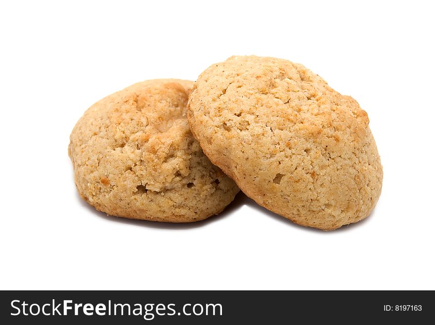 Two tasty biscuits isolated on white background