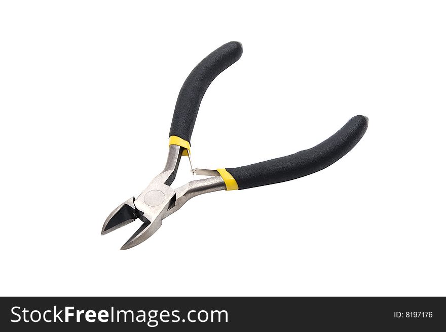 Black wire cutter isolated on white background