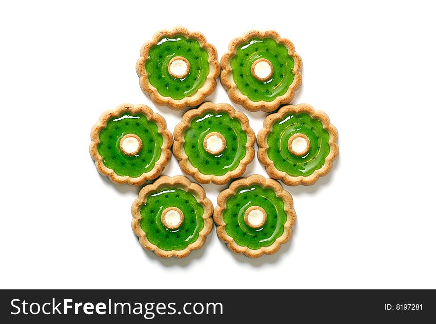 Cakes With Green Jelly In Form Of Flower