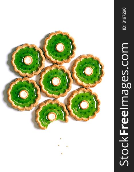 Cakes With Green Jelly In Form Of Flower
