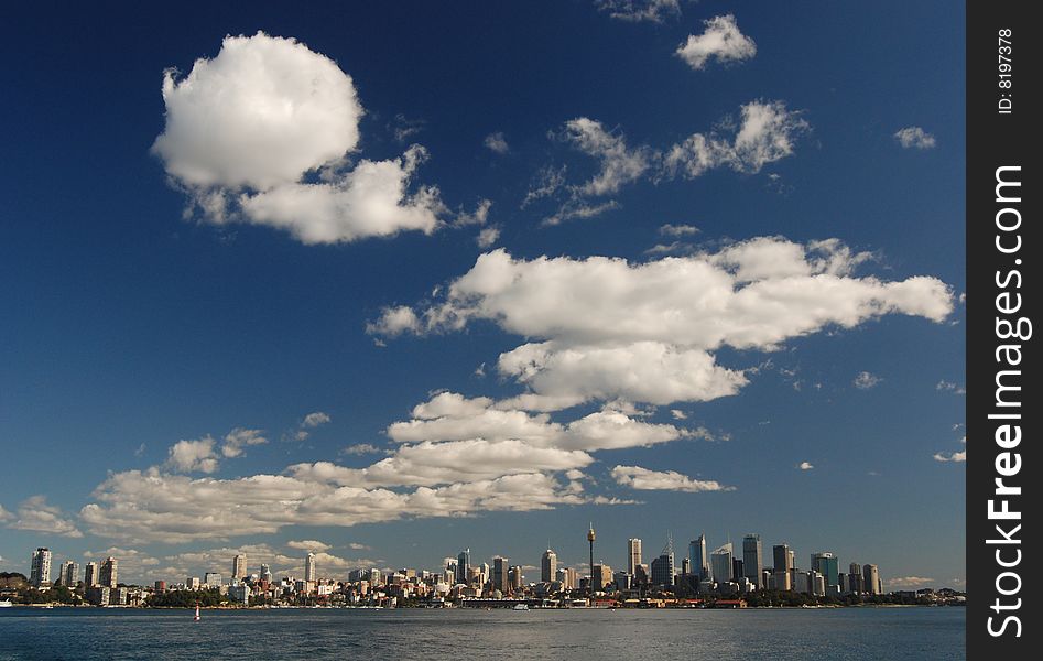 Skyline of Sydney's CBD from Sydney Harbour.