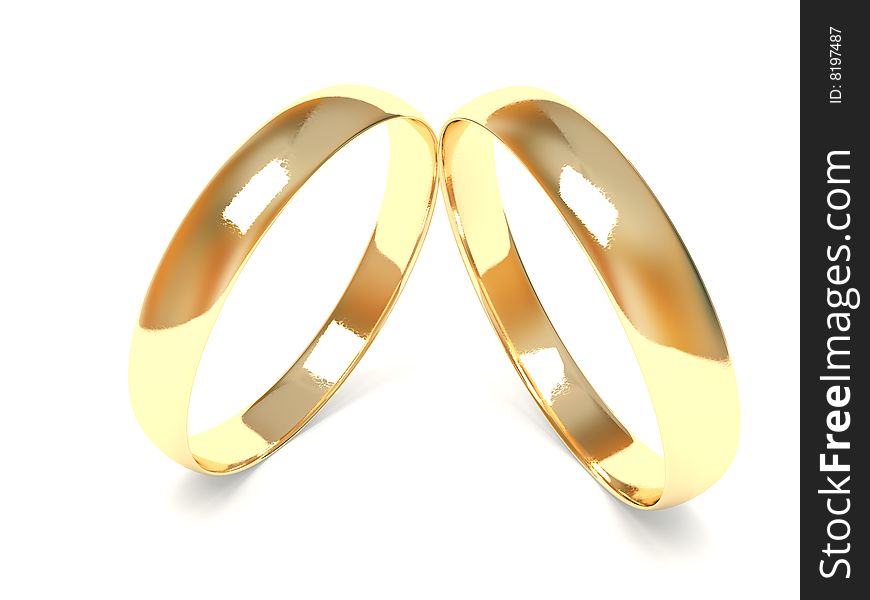 3d wedding rings isolated on white. 3d wedding rings isolated on white.