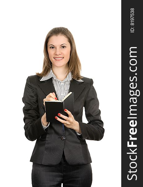 Friendly businesswoman with a notebook