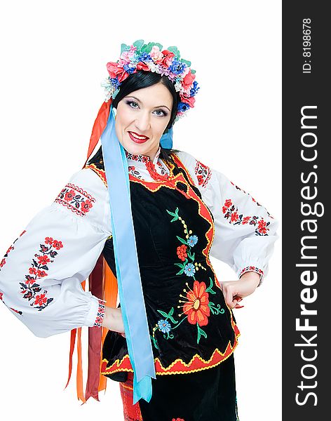 Young pretty woman in national ukrainian suit. Young pretty woman in national ukrainian suit