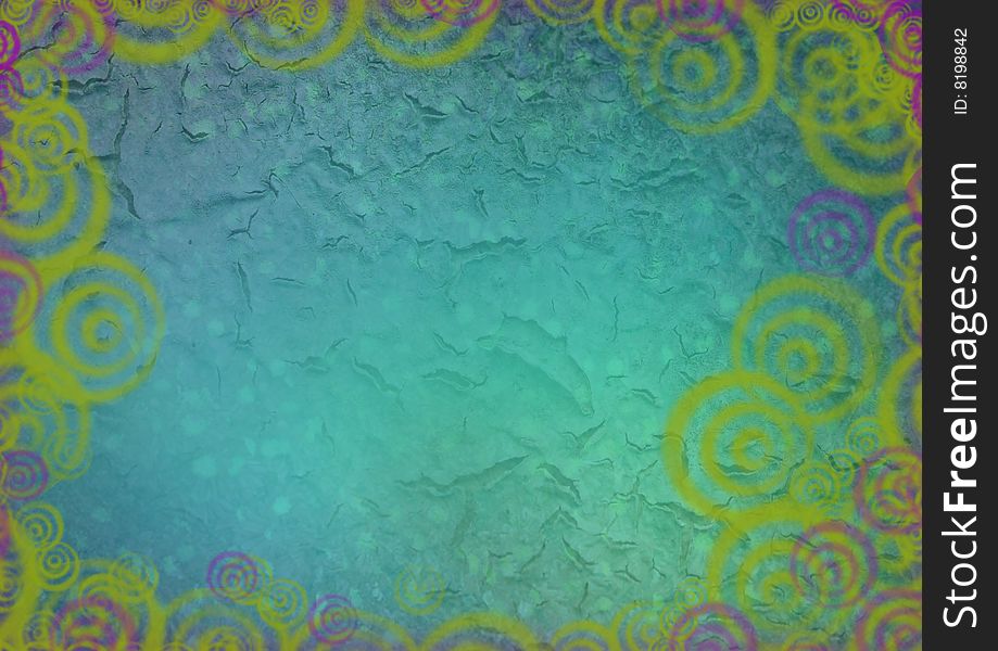 Colored background with decorative circles. Textured effect.