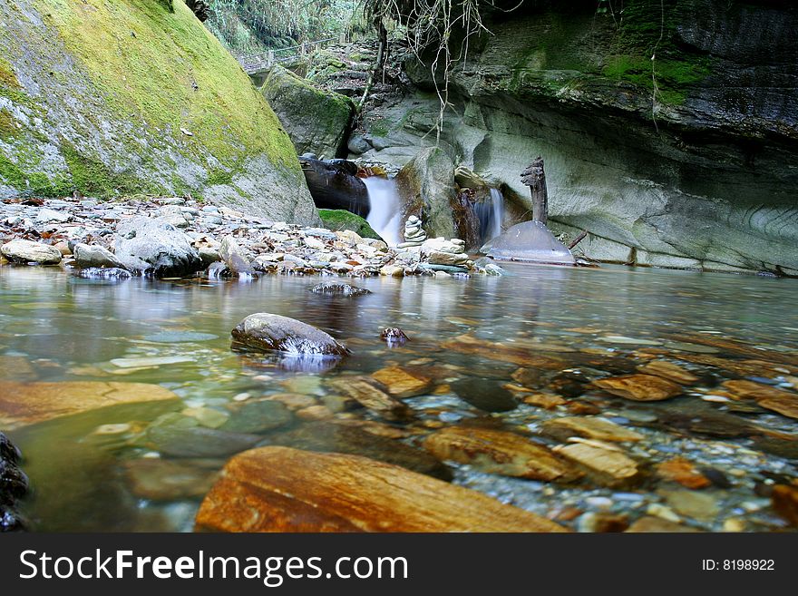 Silky smooth river flowing thru rainforest. Silky smooth river flowing thru rainforest