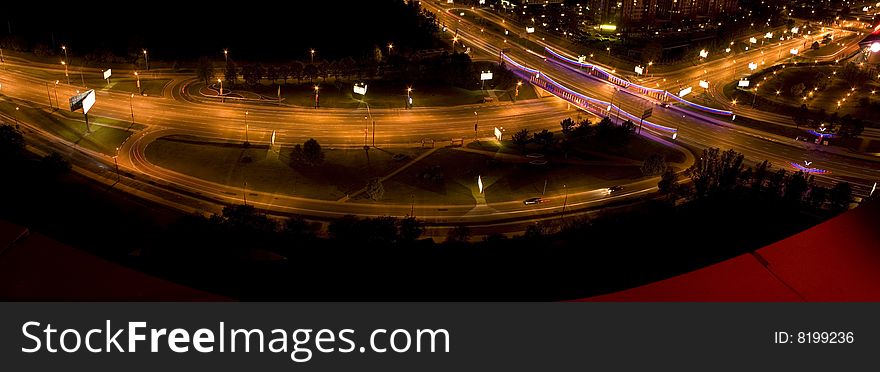 Night city interchange