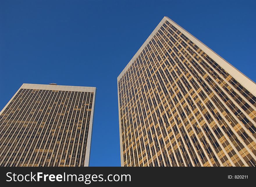 Corporate buildings and blue sky