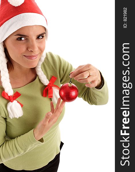 Stock photo of a young woman wearing Santa hat. Stock photo of a young woman wearing Santa hat