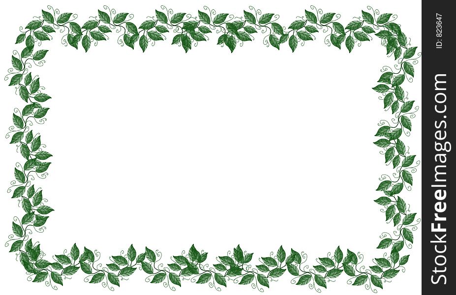 An illustrated frame of leaves on a white background