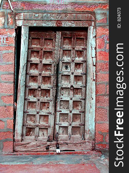 Old door in Jaislamar, India. Old door in Jaislamar, India.