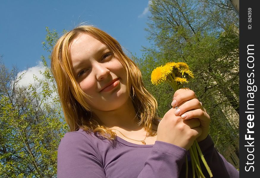 Portrait of the girl with flowers. Portrait of the girl with flowers