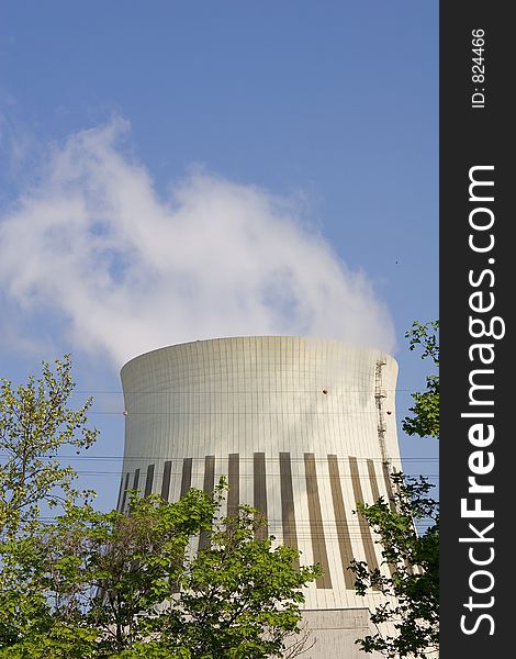 Cooling tower with white smoke. Cooling tower with white smoke