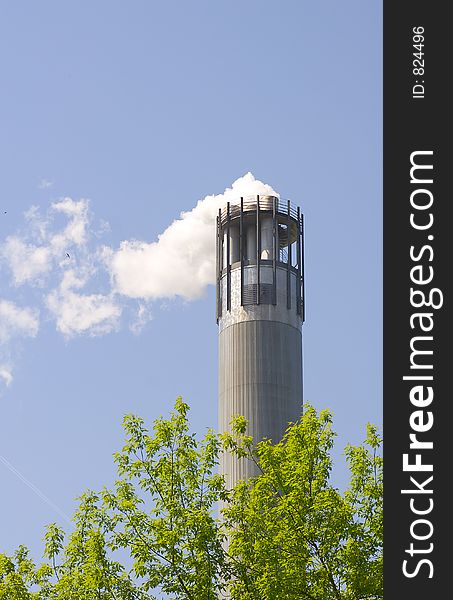 Industrial chimney with smoke. Industrial chimney with smoke