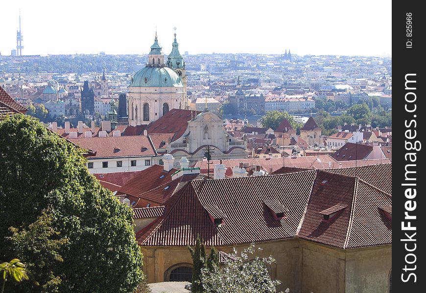 Prague General View Red Roofs