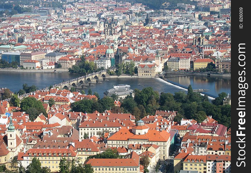 Prague Aerial View Vltava River