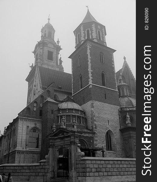 Poland Krakow Wawel Cathedral Morning Fog