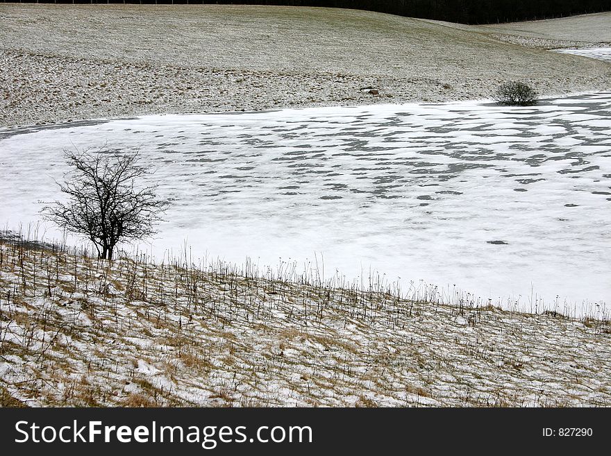 A lake in denmark in winter