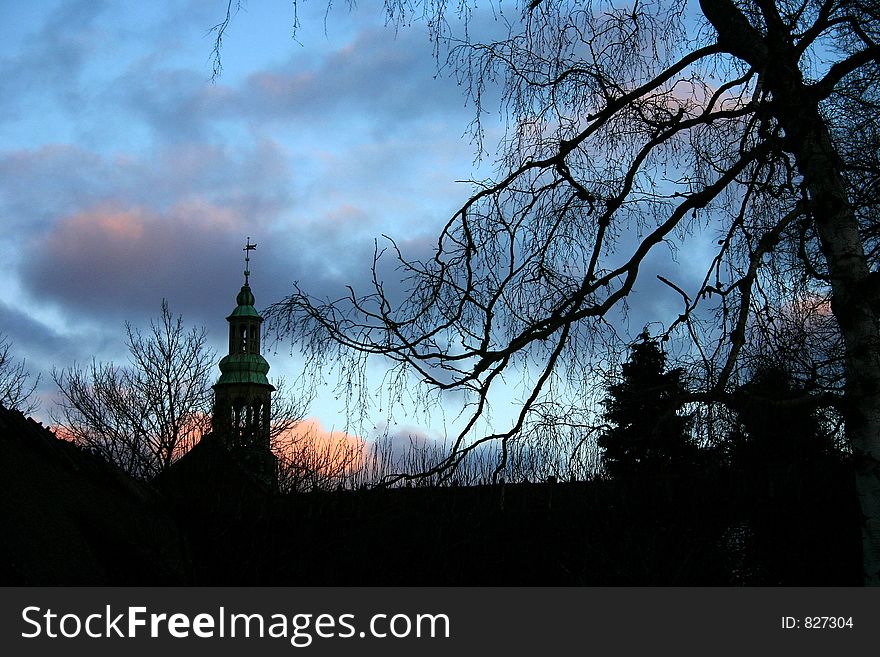 Vilage roofs at sunset. Vilage roofs at sunset