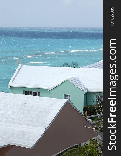 A view of a traditional Bermuda roof. A view of a traditional Bermuda roof