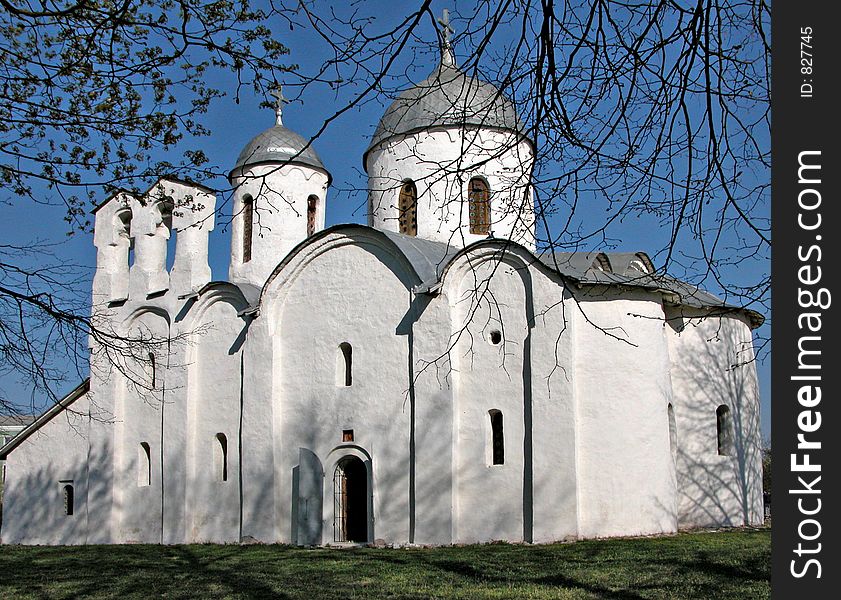 Church of xii century in the city of pskov.