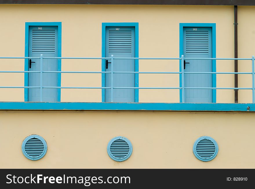 The typical bagno of Viareggio where people change clothes before going in the beach