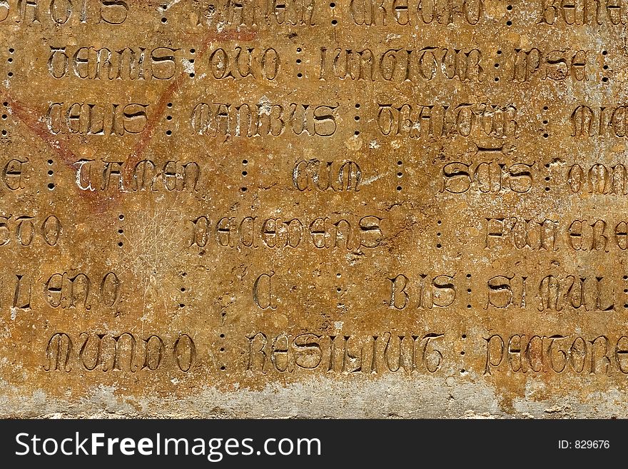 Gothic inscription in the wall of Girona cathedral, Catalonia, Spain. Gothic inscription in the wall of Girona cathedral, Catalonia, Spain