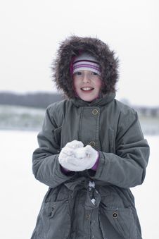 Girl With Snow Royalty Free Stock Images