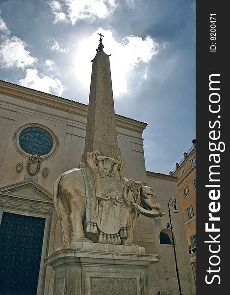 Bernini's elephant with obelisk in rome. Bernini's elephant with obelisk in rome