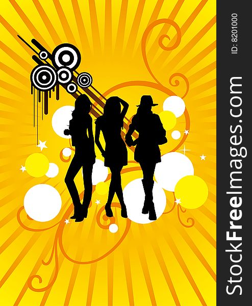 Bright background with women illustration.
