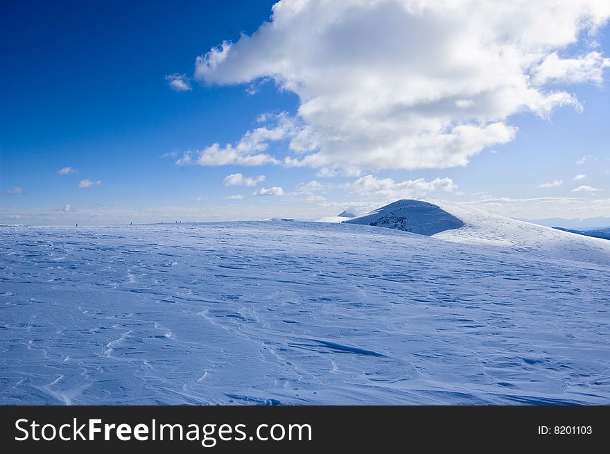 Snowy montain wiev with blue sky in Alp. Snowy montain wiev with blue sky in Alp