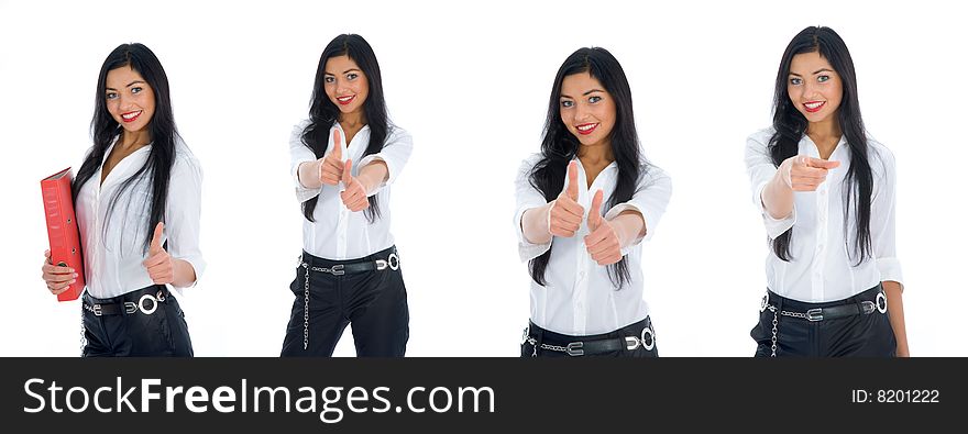 Business woman with folder on white background