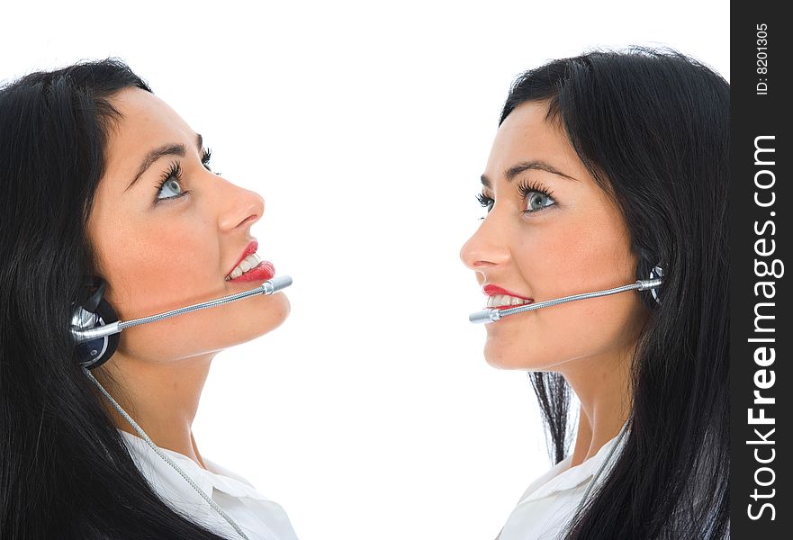 Business woman calling on white background