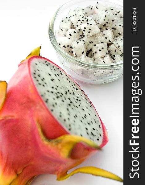 Beautiful fresh dragon fruit isolated on white