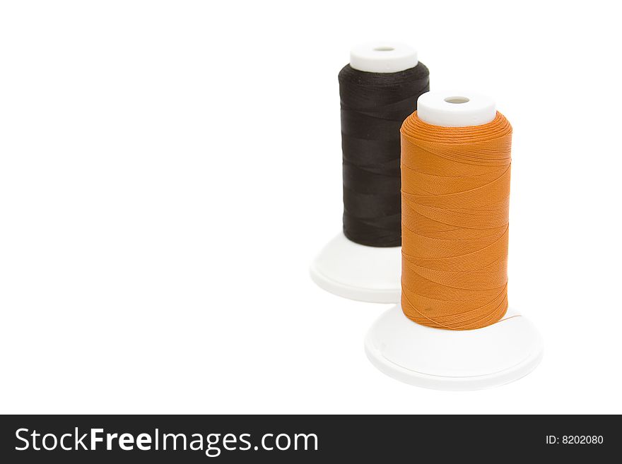 Color, cotton , yarn on white background. Color, cotton , yarn on white background