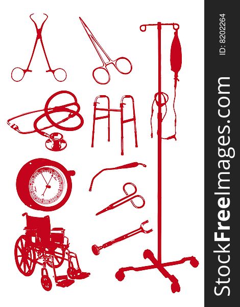 Collection of medical tools in vector. Collection of medical tools in vector