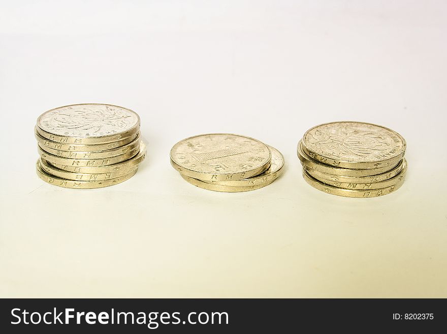 Chinese yuan coin isolated on white . Chinese yuan coin isolated on white .