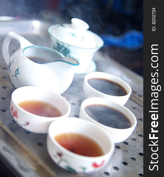 Traditional chinese teapot and cups