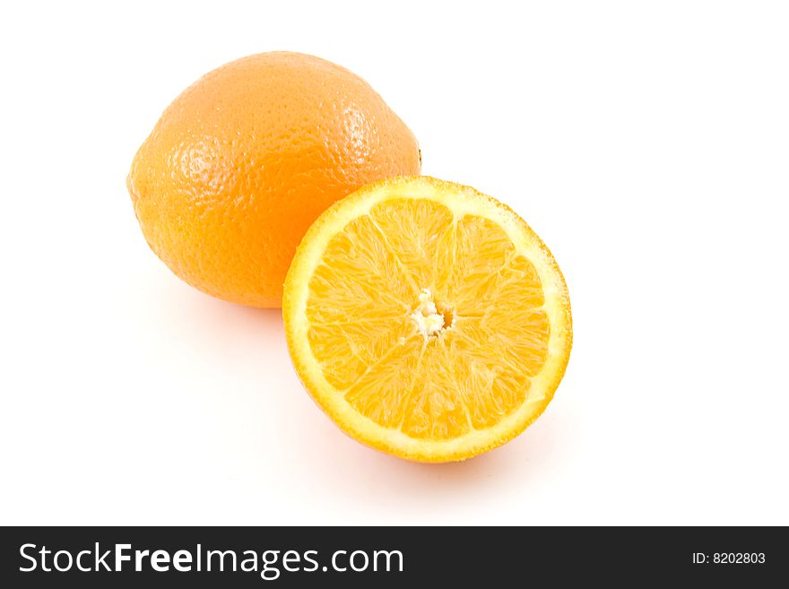 Fresh and refreshing oranges isolated over white background.