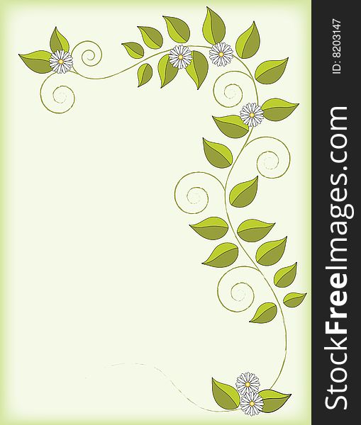 Vector floral background on green. Vector floral background on green