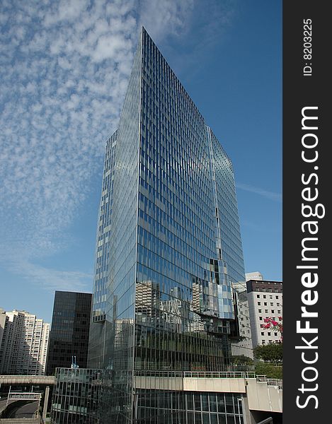 Modern building reflection in Paris