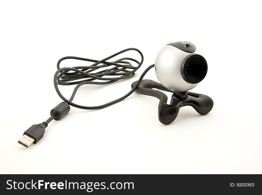 Web camera, internet technology and communication, isolated over white background.