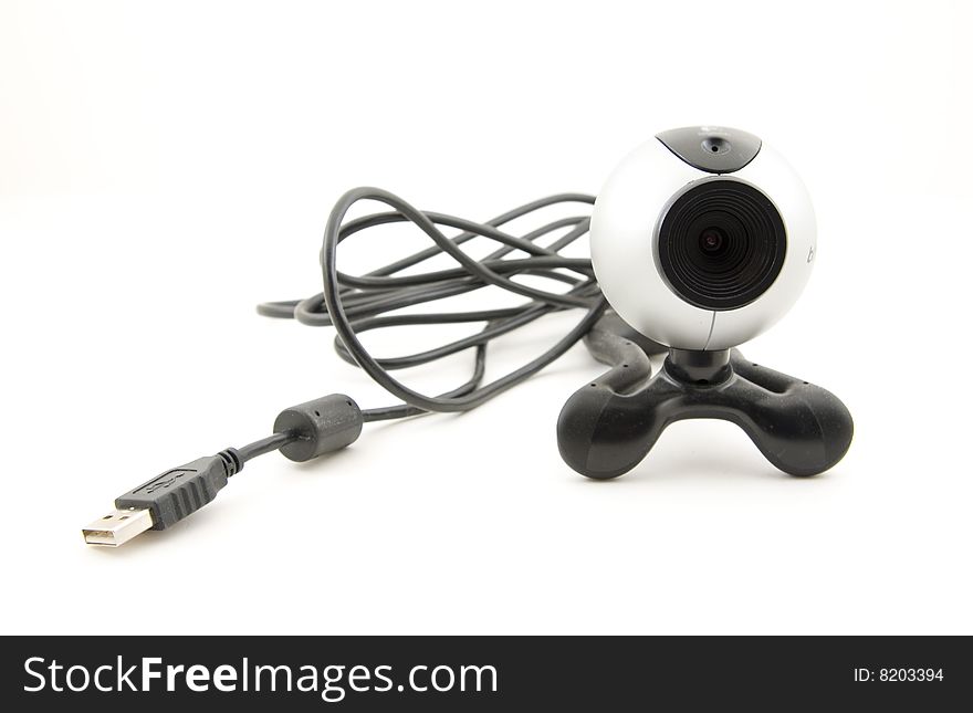 Web camera, internet technology and communication, isolated over white background.