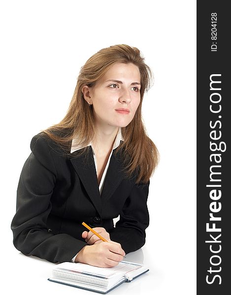 Portrait of businessewoman on a white background