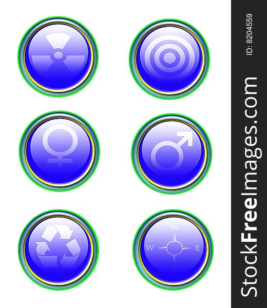 Blue refflection icon set isolated on white. Blue refflection icon set isolated on white