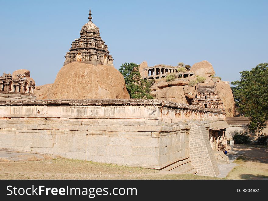 Old temple on the stone, India, Hampi.