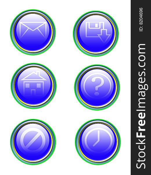 Blue refflection icon set isolated on white. Blue refflection icon set isolated on white