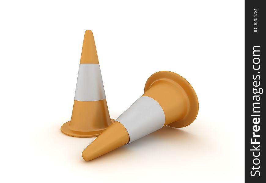 3d illustration of a pair of traffic cones