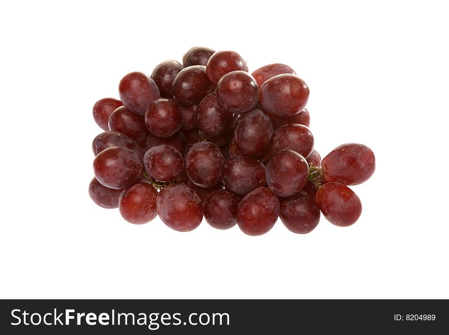 Bunch of red grapes isolated on a white