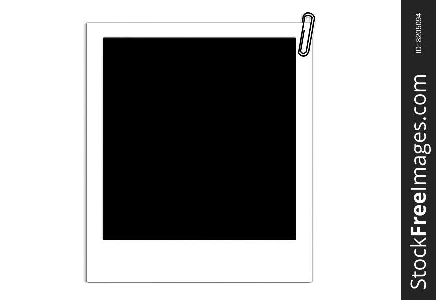 Blank of photo card with paper clip isolated on white. Blank of photo card with paper clip isolated on white